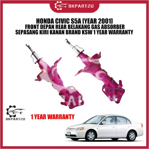 HONDA CIVIC S5A [YEAR 2001] FRONT DEPAN REAR BELAKANG GAS ABSORBER SEPASANG KIRI KANAN BRAND KSW 1 YEAR WARRANTY