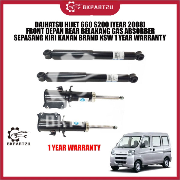 DAIHATSU HIJET 660 S200 [YEAR 2008] FRONT REAR GAS ABSORBER SEPASANG KIRI KANAN KSW 1 YEAR WARRANTY