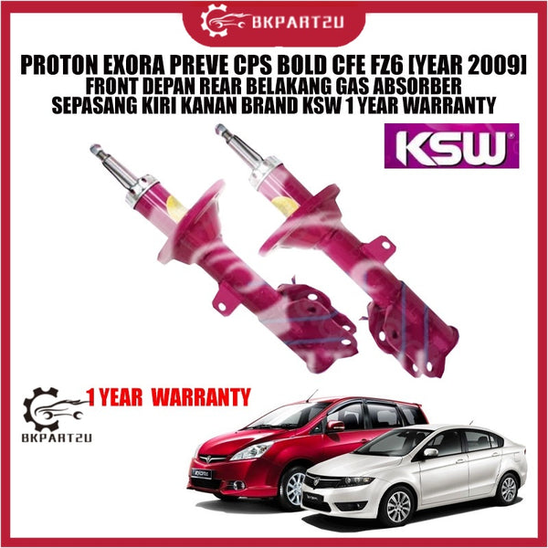 PROTON EXORA PREVE CPS BOLD CFE FZ6 [YEAR 2009] FRONT DEPAN REAR BELAKANG GAS ABSORBER SEPASANG KIRI KANAN BRAND KSW