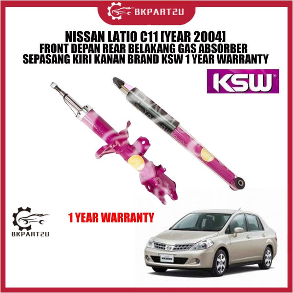 NISSAN LATIO C11 [YEAR 2004] FRONT DEPAN REAR BELAKANG GAS ABSORBER SEPASANG KIRI KANAN BRAND KSW 1 YEAR WARRANTY