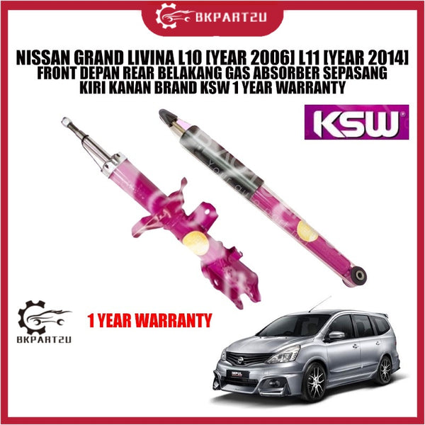 NISSAN GRAND LIVINA L10 [YEAR 2006] L11 [YEAR 2014] FRONT DEPAN REAR BELAKANG GAS ABSORBER SEPASANG KIRI KANAN BRAND KSW