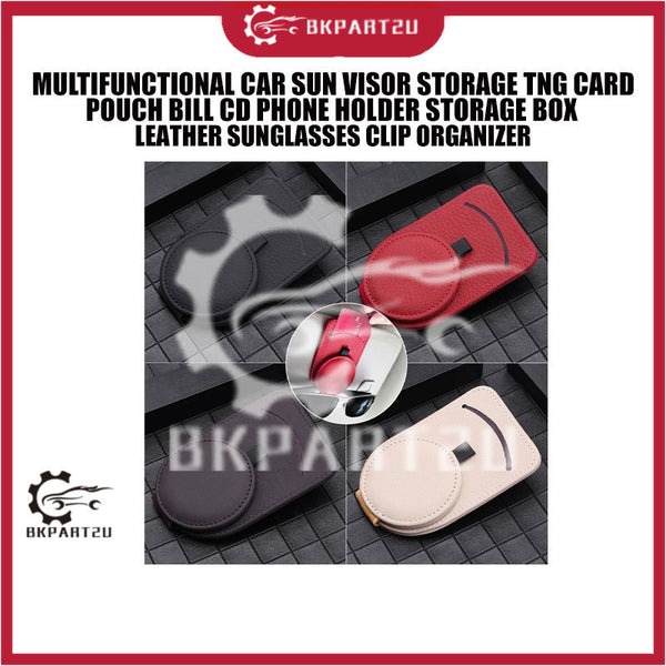 MULTIFUNCTIONAL CAR SUN VISOR STORAGE TNG CARD POUCH BILL CD PHONE HOLDER STORAGE BOX LEATHER SUNGLASSES CLIP ORGANIZER