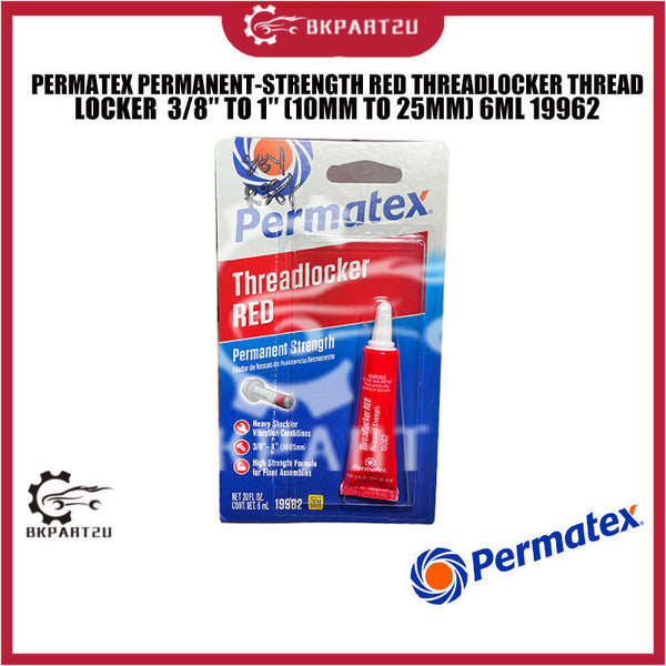 PERMATEX PERMANENT-STRENGTH RED THREADLOCKER THREAD LOCKER  3/8″ TO 1″ (10MM TO 25MM) 6ML 19962
