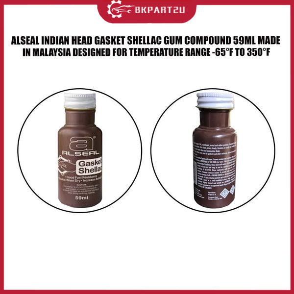ALSEAL INDIAN HEAD GASKET SHELLAC GUM COMPOUND 59ML MADE IN MALAYSIA DESIGNED FOR TEMPERATURE RANGE -65°F TO 350°F