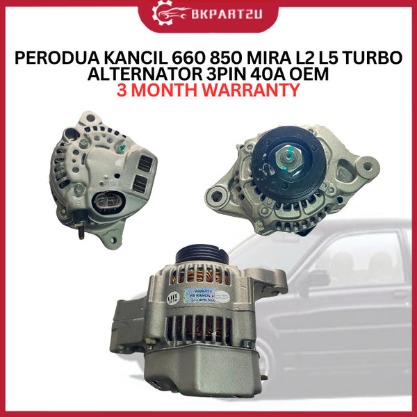 PERODUA KANCIL 660 850 MIRA L2 L5 JBJL TURBO 1994-2009 ALTERNATOR 3PIN 40A OEM 3 MONTH WARRANTY