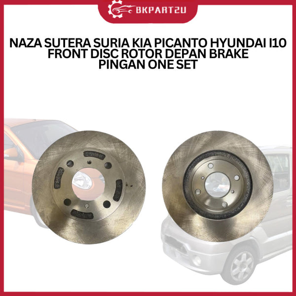 NAZA SUTERA SURIA KIA PICANTOHYUNDAI I10 1998-2010 FRONT DISC ROTOR DEPAN BRAKE PINGAN ONE SET