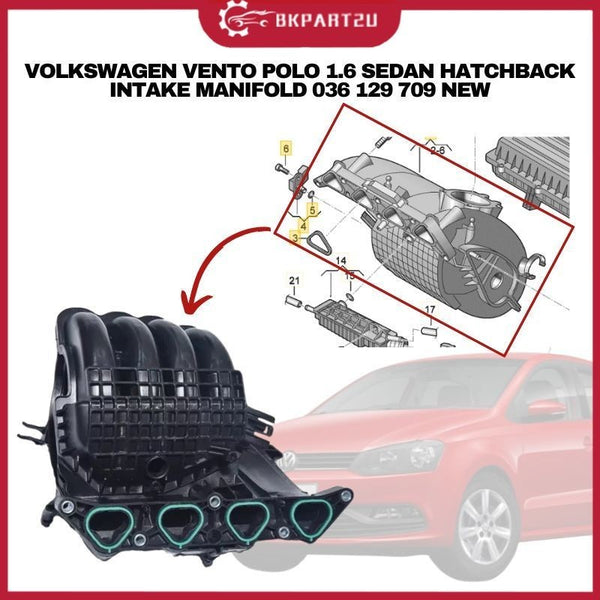 VOLKSWAGEN VENTO POLO 1.6 SEDAN HATCHBACK 1.6 NA  INTAKE MANIFOLD 036129709 036 129 709