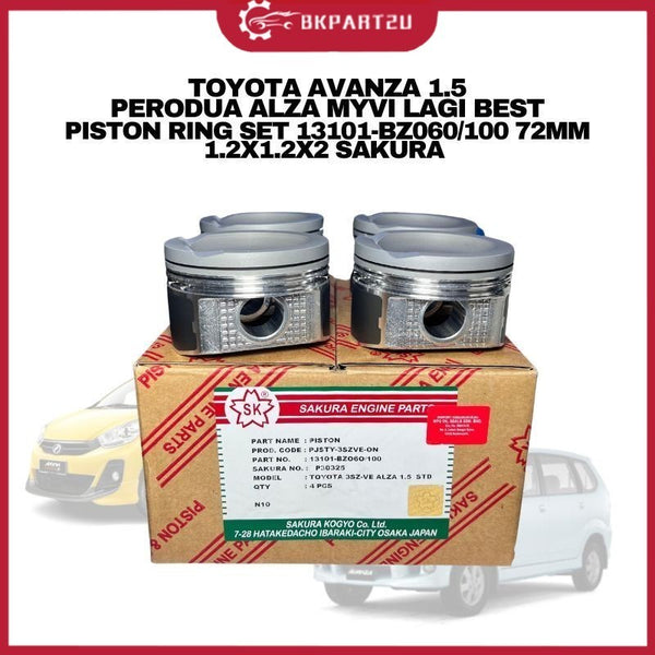 TOYOTA AVANZA 1.5 PERODUA ALZA MYVI LAGI BEST PISTON RING SET 13101-BZ060/100 72MM