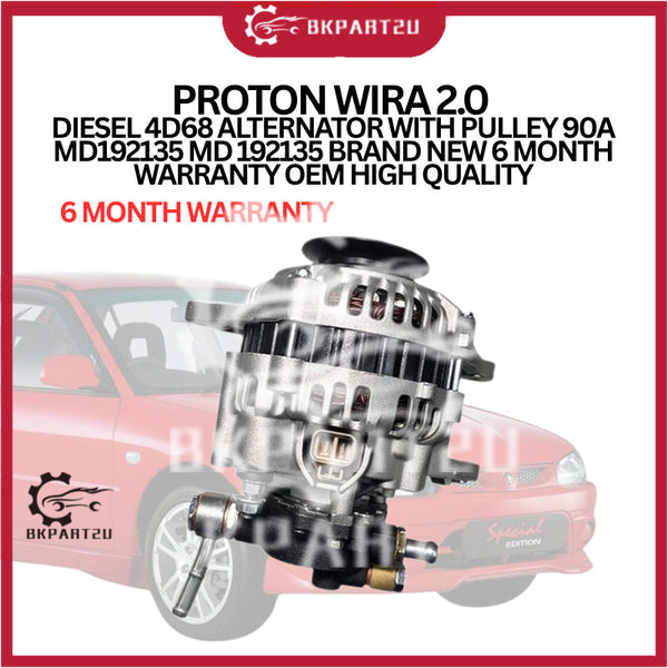 PROTON WIRA 2.0 DIESEL 4D68 ALTERNATOR WITH PULLEY 90A MD192135 MD 192135 BRAND NEW 6 MONTH WARRANTY OEM HIGH QUALITY