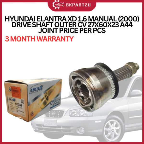 HYUNDAI ELANTRA XD 1.6 MANUAL (2000)  DRIVE SHAFT OUTER CV 27X60X23 A44 JOINT PRICE PER PCS