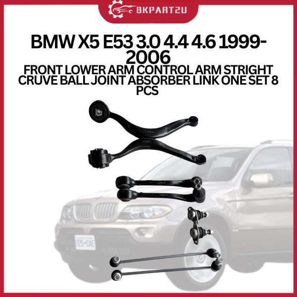 BMW X5 E53 3.0 4.4 4.6 1999-2006 FRONT LOWER ARM CONTROL ARM STRIGHT CRUVE BALL JOINT ABSORBER LINK ONE SET 8 PCS
