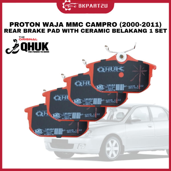 Proton Waja Mmc Campro (2000-2011) Rear Brake Pad With Ceramic Belakang Made By Qhuk 1 Set 4pcs