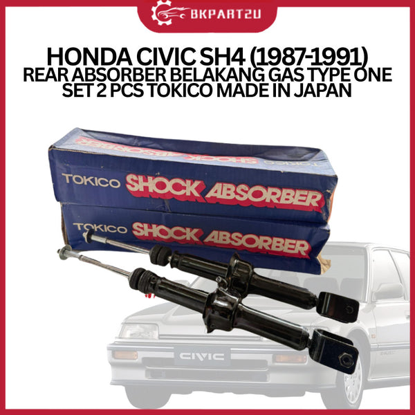 HONDA CIVIC SH4 (1987-1991) REAR ABSORBER BELAKANG GAS TYPE ONE SET 2 PCS TOKICO MADE IN JAPAN