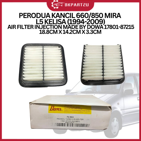 PERODUA KANCIL 660/850 MIRA L5 KELISA (1994-2009) AIR FILTER INJECTION MADE BY DOWA 17801-87215 18.8CM X 14.2CM X 3.3CM