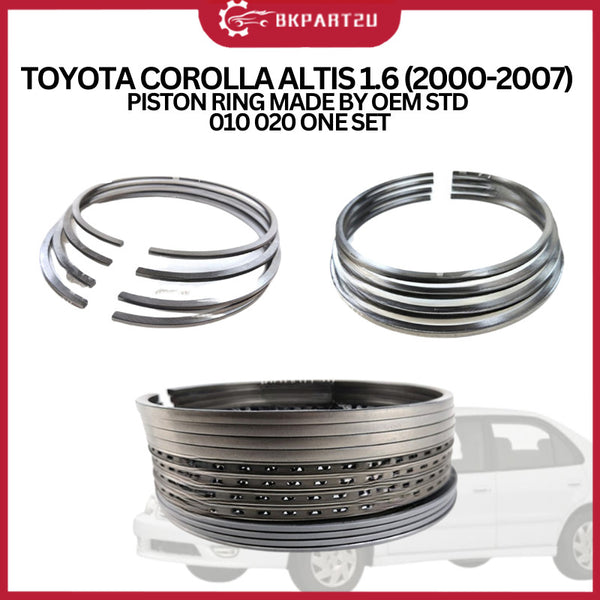 TOYOTA COROLLA ALTIS 1.6 (2000-2007) PISTON RING MADE BY OEM STD 010 020 ONE SET