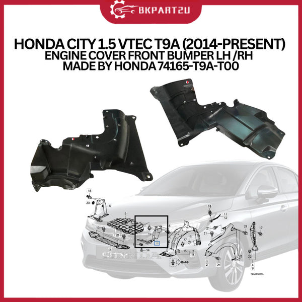 HONDA CITY 1.5 VTEC T9A (2014-PRESENT) ENGINE COVER FRONT BUMPER LH /RH  MADE BY HONDA 74165-T9A-T00