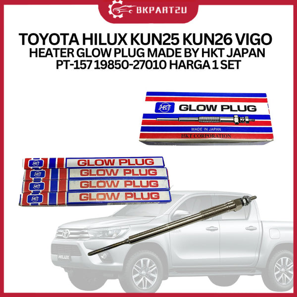TOYOTA HILUX KUN25 KUN26 VIGO (2004-2015) HEATER GLOW PLUG MADE BY HKT JAPAN PT-157 19850-27010 HARGA 1 SET
