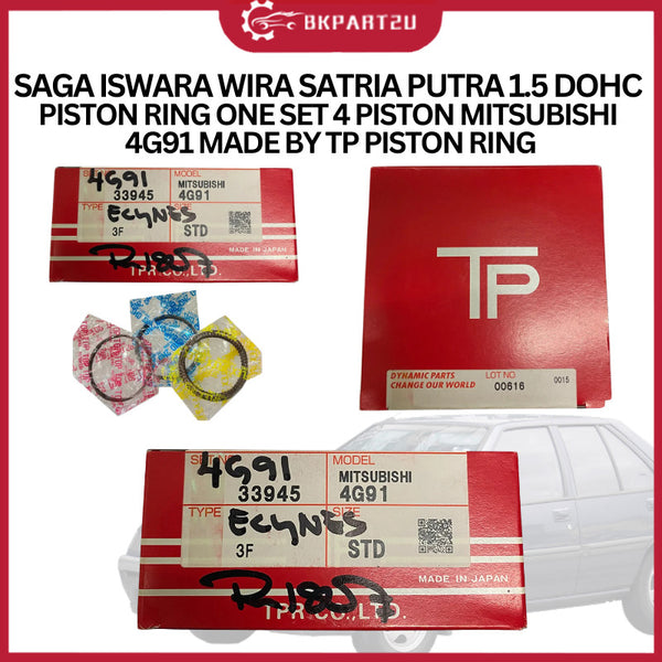 SAGA ISWARA WIRA SATRIA PUTRA 1.5 DOHC (1989-2009) PISTON RING ONE SET 4 PISTON  MITSUBISHI 4G91 MADE BY TP PISTON RING