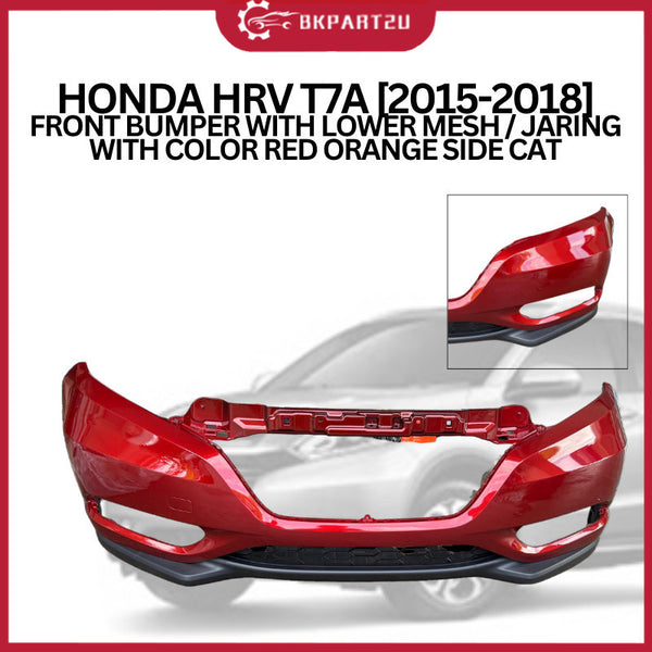 HONDA HRV T7A [2015-2018] FRONT BUMPER WITH LOWER MESH / JARING WITH COLOR RED ORANGE SIDE CAT