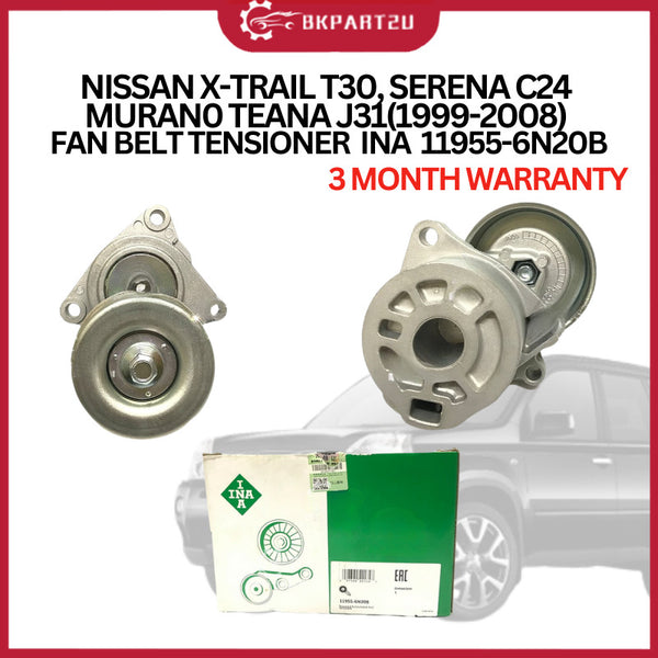 NISSAN X-TRAIL T30, SERENA C24 MURAN0 TEANA J31(1999-2008) FAN BELT TENSIONER MADE BY INA 3 MONTH WARRANTY 11955-6N20B