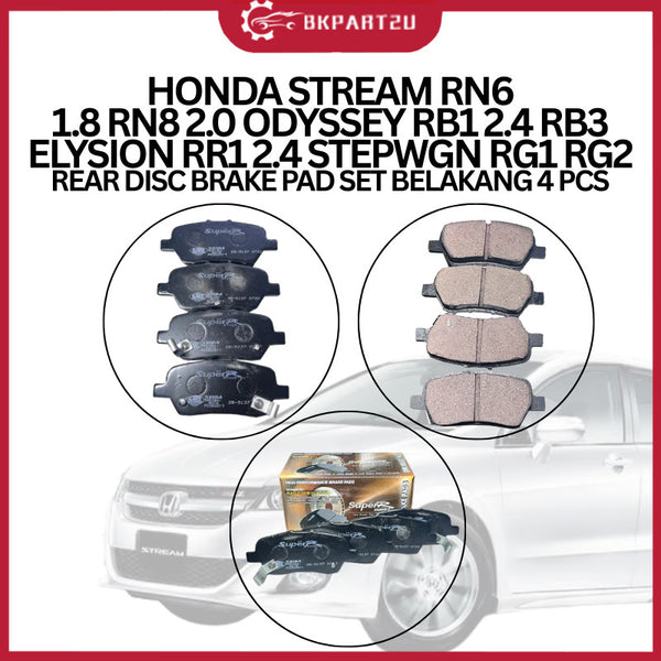 HONDA STREAM RN6 1.8 RN8 2.0 ODYSSEY RB1 2.4 RB3 ELYSION RR1 2.4 STEPWGN RG1 RG2 REAR DISC BRAKE PAD SET BELAKANG 4 PCS
