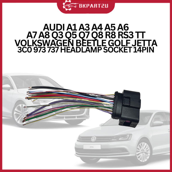 AUDI A1 A3 A4 A5 A6 A7 A8 Q3 Q5 Q7 Q8 R8 RS3 TT VOLKSWAGEN BEETLE GOLF JETTA 3C0 973 737 HEADLAMP SOCKET 14PIN