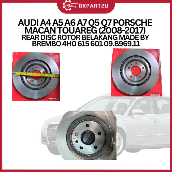 Audi A4 A5 A6 A7 Q5 Q7 Porsche Macan Touareg (2008-2017) Rear Disc Rotor Belakang Made By Brembo 4H0 615 601 09.B969.11