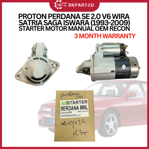 Proton Prime SE 2.0 V6 Wira Satria saga Iswara (1993-2009) starter motor manual made by OEM recon 3 month warranty