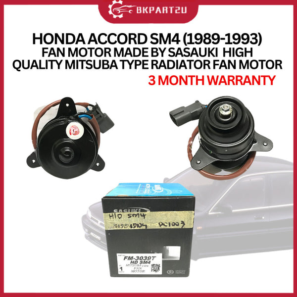 HONDA ACCROD SM4 (1989-1993) FAN MOTOR MADE BY SASAUKI  HIGH QUALITY MITSUBA TYPE RADIATOR FAN MOTOR 3 MONTH WARRANTY