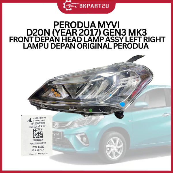 PERODUA MYVI D20N (YEAR 2017) GEN3 MK3  FRONT DEPAN HEAD LAMP ASSY LEFT RIGHT LAMPU DEPAN ORIGINAL PERODUA