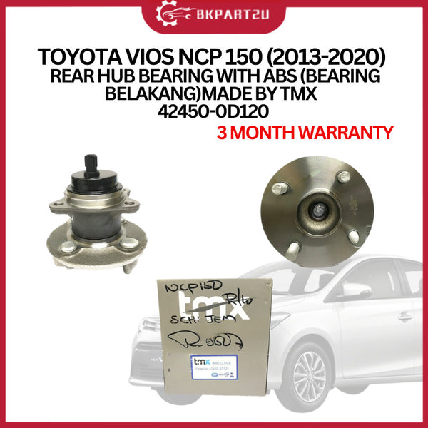 TOYOTA VIOS NCP 150 (2013-2020)  REAR HUB BEARING WITH ABS (BEARING BELAKANG)MADE BY TMX 3 MONTH WARRANTY 42450-0D120