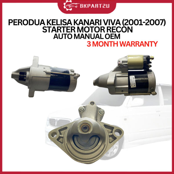 PERODUA KELISA KANARI VIVA (2001-2007) STARTER MOTOR RECON AUTO MANUAL OEM 3 MONTH WARRANTY