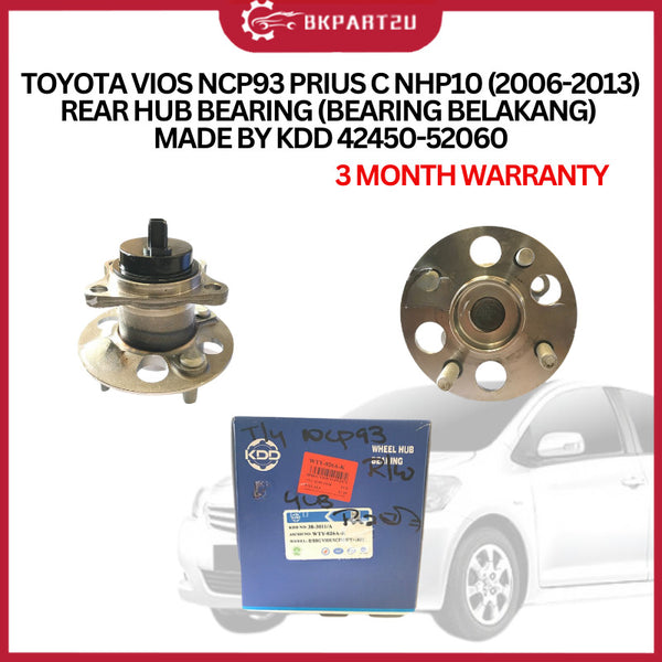 TOYOTA VIOS NCP93 PRIUS C NHP10 (2006-2013) REAR HUB BEARING (BEARING BELAKANG) MADE BY KDD 3 MONTH WARRANTY 42450-52060