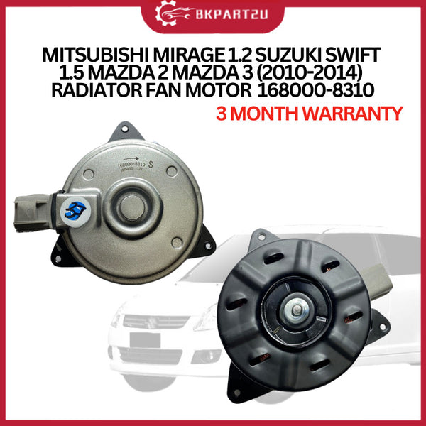 MITSUBISHI MIRAGE 1.2 SUZUKI SWIFT 1.5 MAZDA 2 MAZDA 3 (2010-2014) RADIATOR FAN MOTOR 3 MONTH WARRANTY 168000-8310