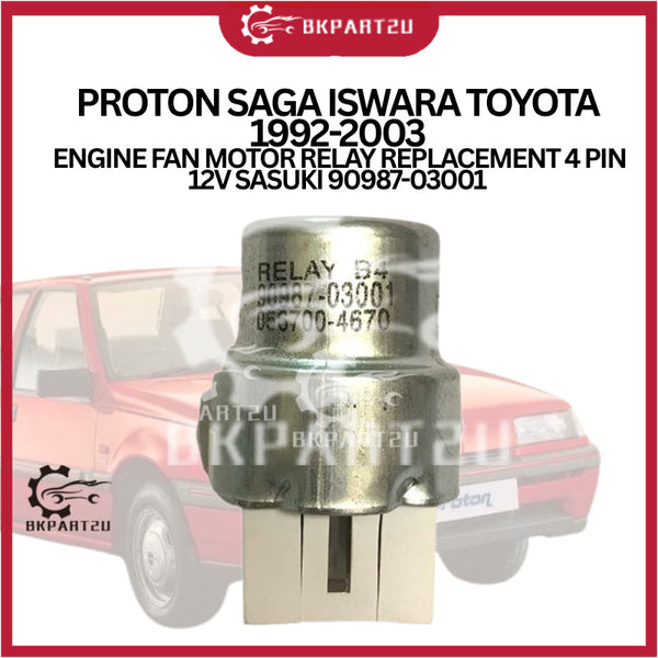 PROTON SAGA ISWARA TOYOTA 1992-2003 ENGINE FAN MOTOR RELAY REPLACEMENT 4 PIN 12V SASUKI 90987-03001