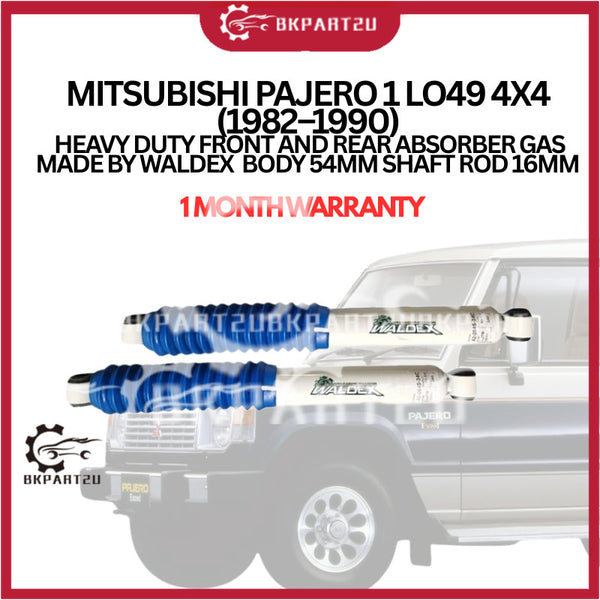 MITSUBISHI PAJERO 1 LO49 4X4 (1982–1990) HEAVY DUTY FRONT AND REAR ABSORBER GAS MADE BY WALDEX  BODY 54MM SHAFT ROD 16MM