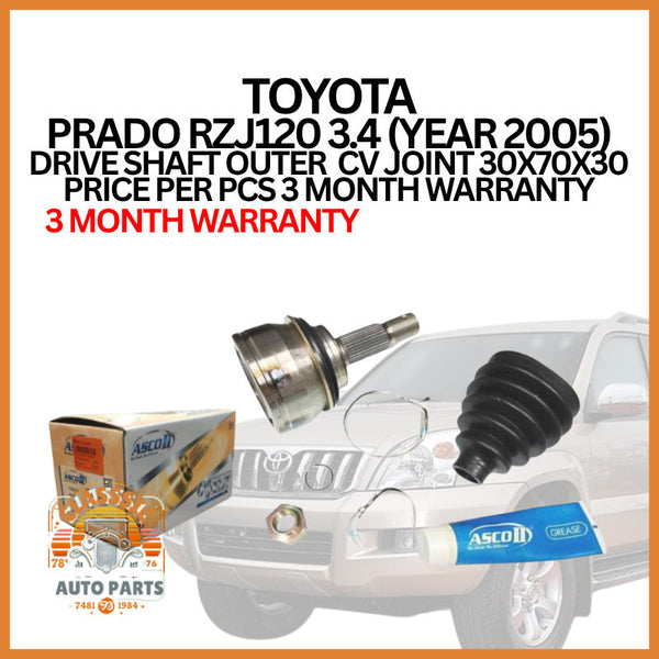 TOYOTA PRADO RZJ120 3.4 (YEAR 2005) DRIVE SHAFT OUTER  CV JOINT 30X70X30 PRICE PER PCS 3 MONTH WARRANTY